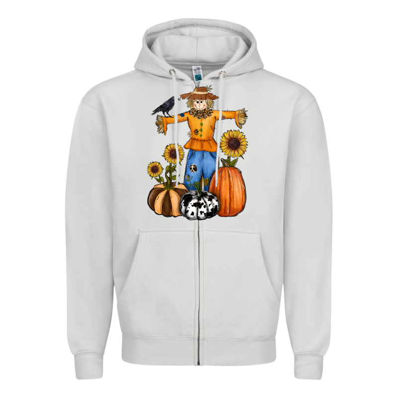 Pumpkin Sunflower Fall Scarecrow Zipper Hoodie by RanaPortraitStore | Teevron