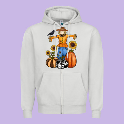 Pumpkin Sunflower Fall Scarecrow Zipper Hoodie Designed By Ranaportraitstore
