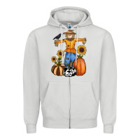 Dove Grey pumpkin sunflower fall scarecrow Zipper Hoodie - RanaPortraitStore