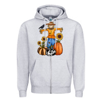 Heather Grey pumpkin sunflower fall scarecrow Zipper Hoodie - RanaPortraitStore