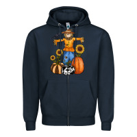 Navy pumpkin sunflower fall scarecrow Zipper Hoodie - RanaPortraitStore