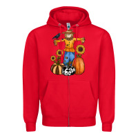 Red pumpkin sunflower fall scarecrow Zipper Hoodie - RanaPortraitStore