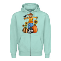 Seafoam pumpkin sunflower fall scarecrow Zipper Hoodie - RanaPortraitStore