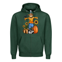 Sports Green pumpkin sunflower fall scarecrow Zipper Hoodie - RanaPortraitStore