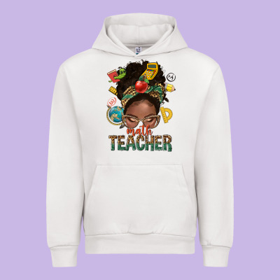 Math Teacher Life Afro Messy Bun Urban Hoodie Designed By Nancycooperartshop