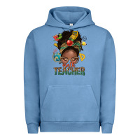 Pigment Pebble Blue math teacher life afro messy bun Urban Hoodie - NancyCooperArtShop