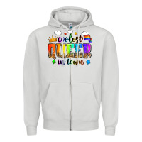 Dove Grey coolest queer in town Zipper Hoodie - Zillion Design Studio