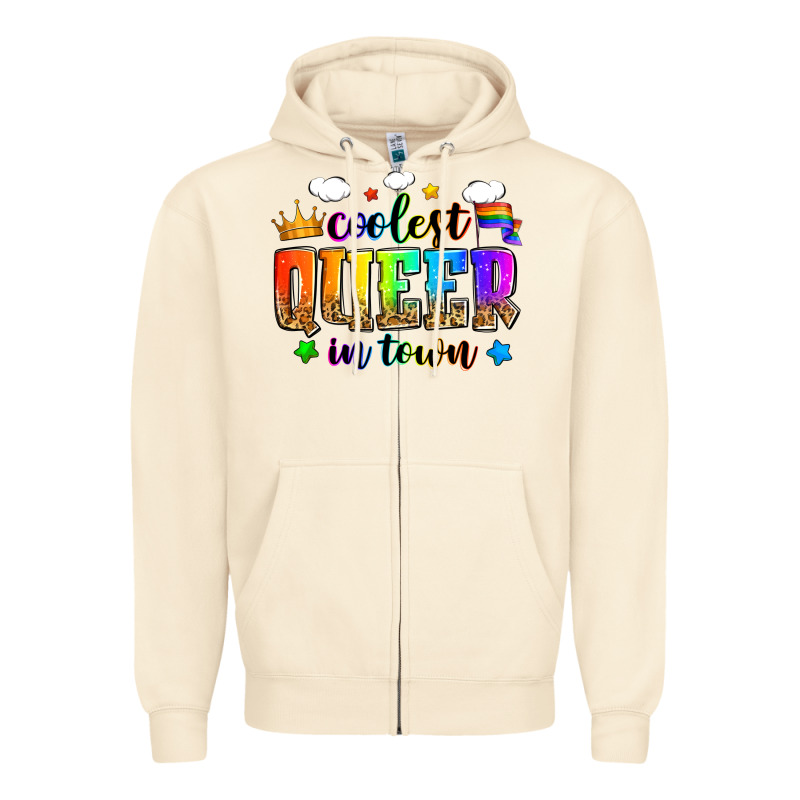 Coolest Queer In Town Zipper Hoodie by Zillion Design Studio | Teevron