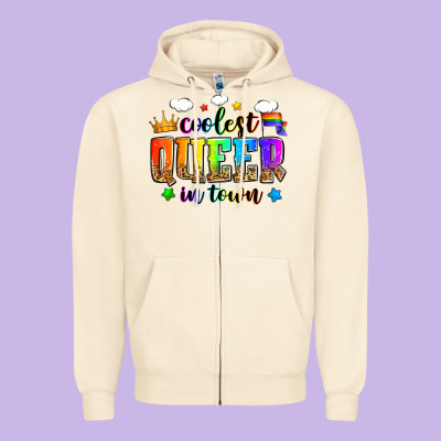 Coolest Queer In Town Zipper Hoodie Designed By Zillion Design Studio