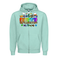 Seafoam coolest queer in town Zipper Hoodie - Zillion Design Studio