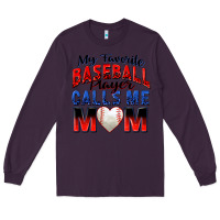 Plum my favorite baseball player calls me mom Long Sleeve Tee - Zillion Design Studio