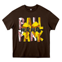 Chocolate Brown ball park mama Heavy Core Tee - CowhideDigitalArt