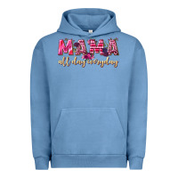 Pigment Pebble Blue mama all day everyday Urban Hoodie - NancyCooperArtShop