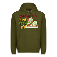 Army Green stepping into juneteenth Premium Hoodie - MaliasSmallBusiness