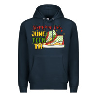 Navy stepping into juneteenth Premium Hoodie - MaliasSmallBusiness