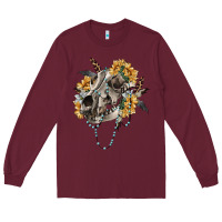 Burgundy Boho wolf skull Long Sleeve Tee - RanaPortraitStore