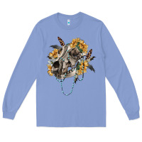 Colony Blue Boho wolf skull Long Sleeve Tee - RanaPortraitStore