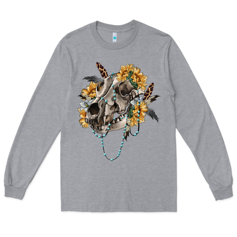 Boho Wolf Skull Long Sleeve Tee by RanaPortraitStore | Teevron