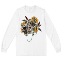 White Boho wolf skull Long Sleeve Tee - RanaPortraitStore