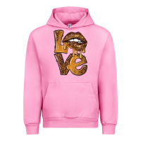 Fuchsia Pink love leopard with lips Urban Hoodie - NancyCooperArtShop