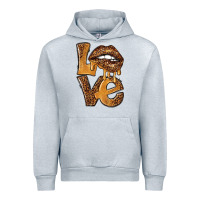Heather Grey love leopard with lips Urban Hoodie - NancyCooperArtShop