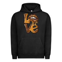 Pigment Black love leopard with lips Urban Hoodie - NancyCooperArtShop