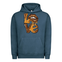 Pigment Midnight Navy love leopard with lips Urban Hoodie - NancyCooperArtShop