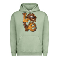 Pigment Oil Green love leopard with lips Urban Hoodie - NancyCooperArtShop