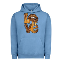 Pigment Pebble Blue love leopard with lips Urban Hoodie - NancyCooperArtShop