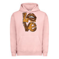 Pigment Salmon love leopard with lips Urban Hoodie - NancyCooperArtShop