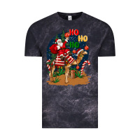 Cloud Black Christmas  camel with Santa Vintage Tee - BarkalooDesign