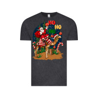 Vintage Black Christmas  camel with Santa Vintage Tee - BarkalooDesign