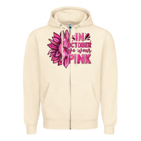 Sandshell In October We Wear Pink Sunflower Zipper Hoodie - texasbilliewilder