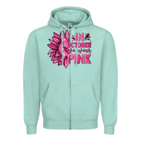 In October We Wear Pink Sunflower Zipper Hoodie | Teevron
