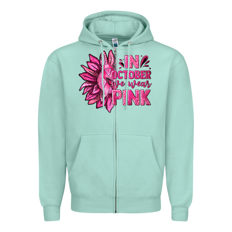 In October We Wear Pink Sunflower Zipper Hoodie by texasbilliewilder | Teevron