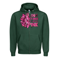 Sports Green In October We Wear Pink Sunflower Zipper Hoodie - texasbilliewilder