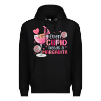 Black even cupid needs a margarita Premium Hoodie - MaliasSmallBusiness