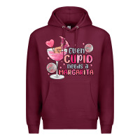 Burgundy even cupid needs a margarita Premium Hoodie - MaliasSmallBusiness