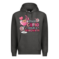 Charcoal Heather even cupid needs a margarita Premium Hoodie - MaliasSmallBusiness
