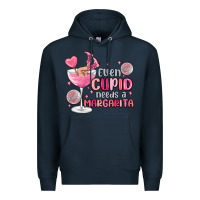 Navy even cupid needs a margarita Premium Hoodie - MaliasSmallBusiness