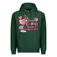 Sports Green even cupid needs a margarita Premium Hoodie - MaliasSmallBusiness