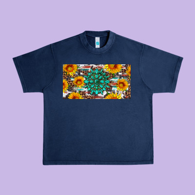 Gemtone And Sunflowers License Plate Urban Heavy Tee Designed By Artiststas