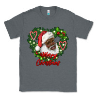 Charcoal Heather merry christmas african american santa with wreath Classic Tee - RanaPortraitStore