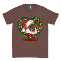 Chestnut merry christmas african american santa with wreath Classic Tee - RanaPortraitStore
