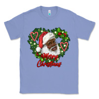 Colony Blue merry christmas african american santa with wreath Classic Tee - RanaPortraitStore