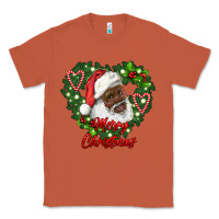 Copper merry christmas african american santa with wreath Classic Tee - RanaPortraitStore
