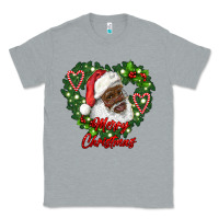 Heather Grey merry christmas african american santa with wreath Classic Tee - RanaPortraitStore