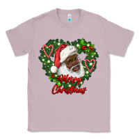 Lilac merry christmas african american santa with wreath Classic Tee - RanaPortraitStore