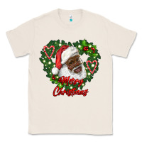 Natural merry christmas african american santa with wreath Classic Tee - RanaPortraitStore