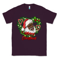 Plum merry christmas african american santa with wreath Classic Tee - RanaPortraitStore